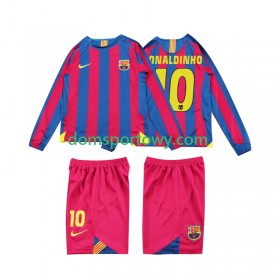 Koszulka FC Barcelona RONALDINHO 10 2006 Retro Dziecięcy Domowe Koszulki Piłkarskie 2005 Długi Rękaw